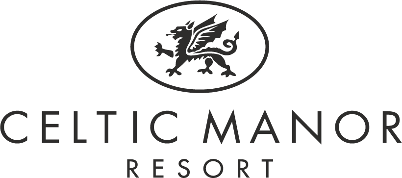 Celtic Manor Resort logo featuring a dragon emblem above the resort name in black text.