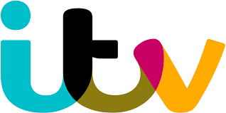 ITV logo with stylized, colorful letters.